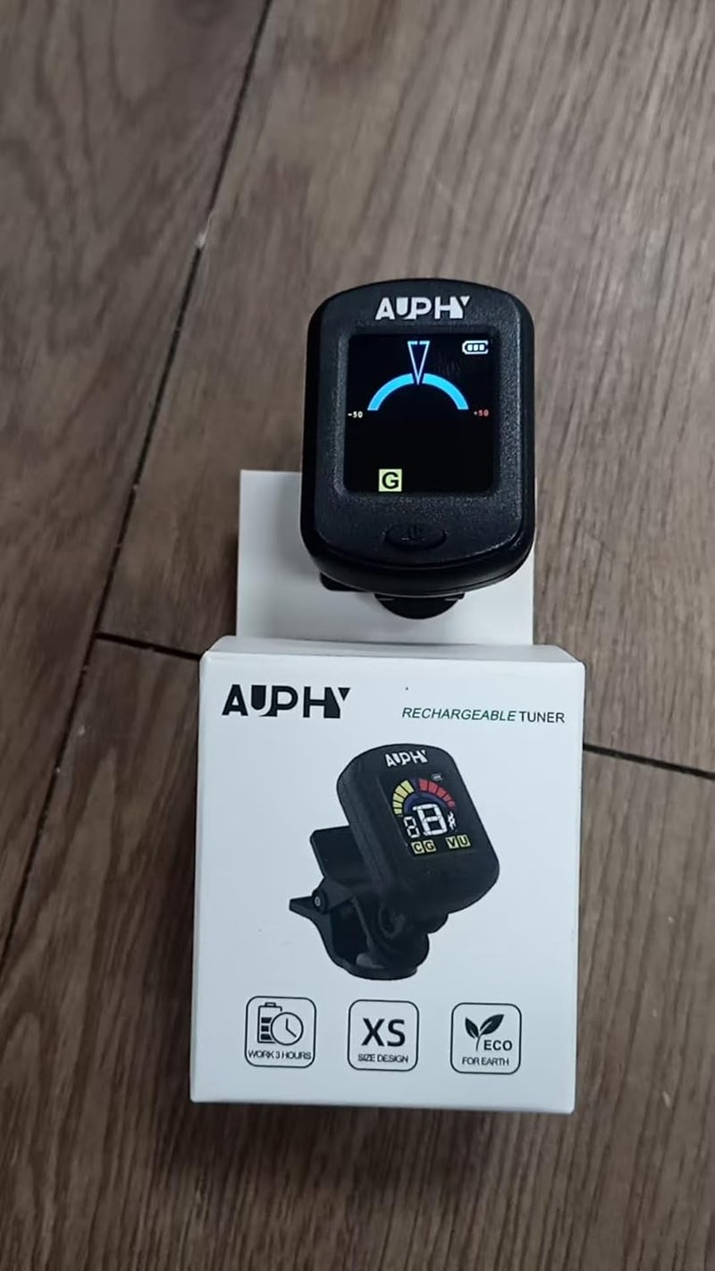 AUPHY Store Rechargeable Guitar Tuner Clip-on Tuner, HD Colour Screen - With Guitar, Ukulele, Violin & Chromatic Tuning Modes (Type-C cable not included) (Green) - Image 4